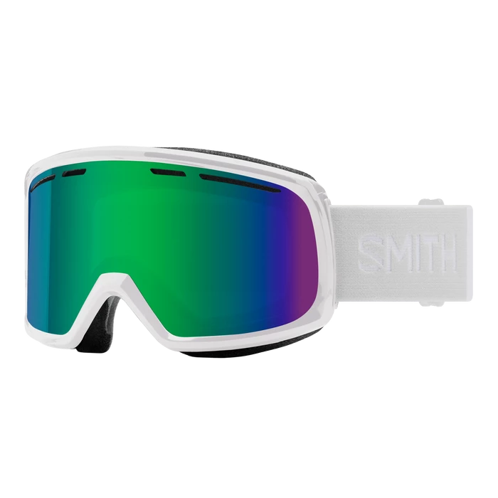 Smith Range Goggle In White With Green Sol-X Mirror Lens