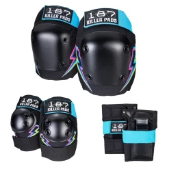 187 SK8 PROTECTION 187 Killer Pads Juniors Six Pack Pad Set In Electric Bolt